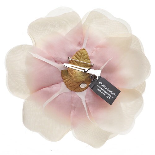 Karin's Garden 6" Ivory Elegant Silk Rose Pin or Clip.  Flower pin or Flower hair clip.  One of our best sellers.  Seen in Martha Stewart