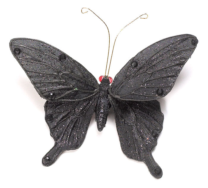 Karin's Garden 3" Black Butterfly clip. Bendable petals. Wear in your hair or clip on lapel, tank top or dress.  Hair Accessory