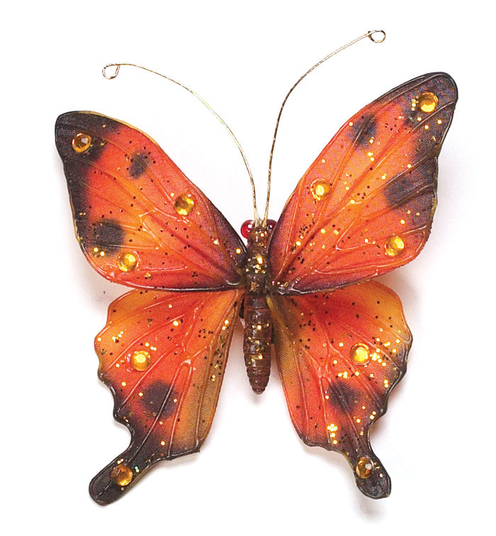Karin's Garden Pince papillon orange de 3 po. Pétales pliables. À porter dans vos cheveux ou à clipser sur un revers, un débardeur ou une robe. Accessoire pour cheveux