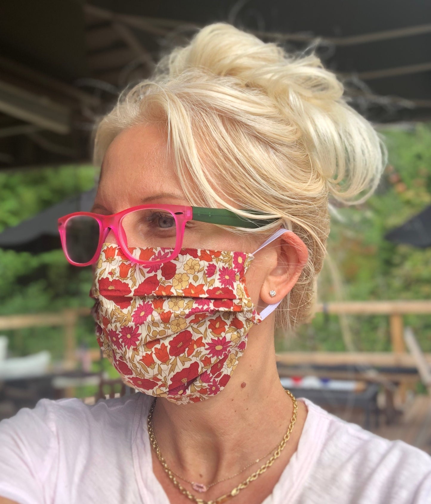 Liberty of London Cotton Face Mask Karin's Garden Floral Print, so soft, so comfortable.  Hand sewn in WA state.