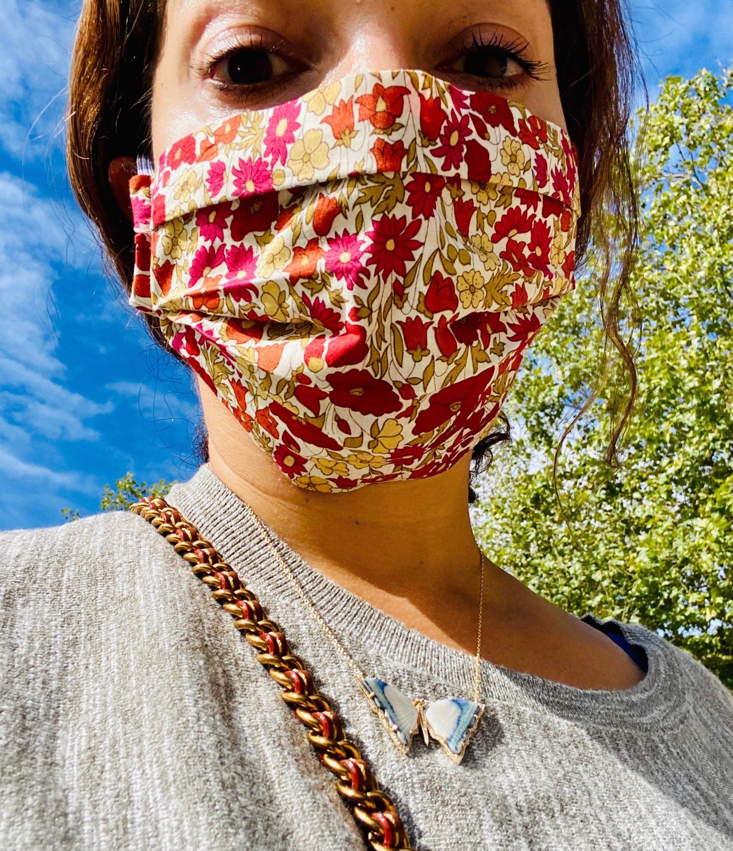 Liberty of London Cotton Face Mask Karin's Garden Floral Print, so soft, so comfortable.  Hand sewn in WA state.