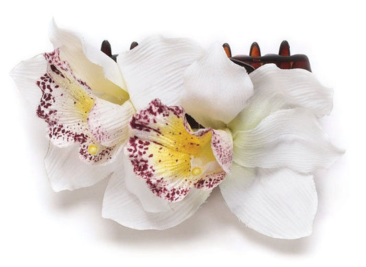 Karin's Garden Pince à mâchoire française Vanda Orchid de 10,2 cm. Accessoire pour cheveux confortable dans vos cheveux. - Disponible en blanc, rose, citron vert. Fabriqué aux États-Unis.