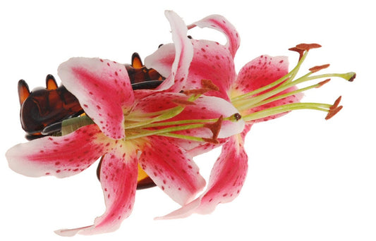 Karin's Garden Pince à mâchoire française Tiger Lily 12,7 cm. Pince à cheveux. Accessoire pour cheveux en forme de fleur. Fabriqué aux États-Unis. Lys réalistes