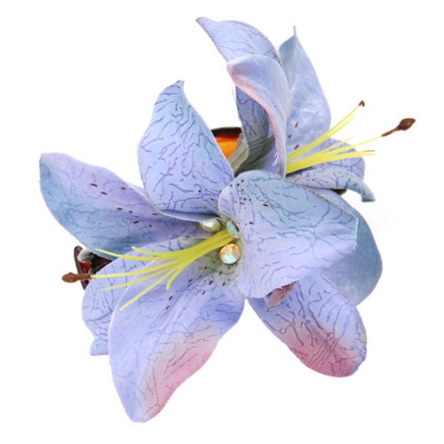 Karin's Garden 4" Lilies & Crystals French Jaw Clip.  Handmade in the USA.  Perfect to wear all of your hair up.