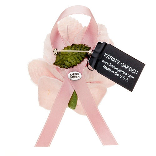 Karin's Garden 2 1/2" Velvet Pink Rose Pin Brooch Breast Cancer Awareness Handmade in the USA