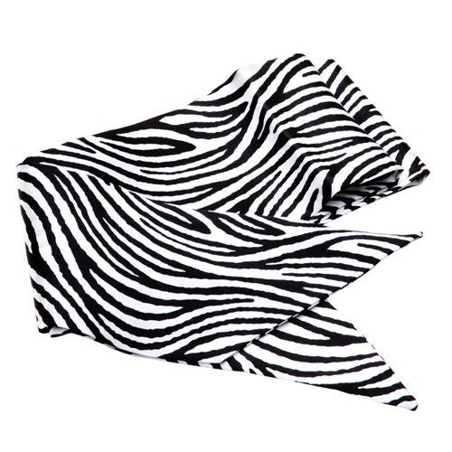 Karin's Garden Silk Charmeuse Zebra Belt, Sash, Head Wrap, Tie Around a Hat.  Several Uses. Handmade in the USA.  63 long x 3.75 wide