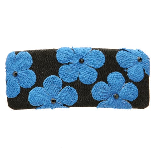 Karin's Garden 4" Linen Daisy with crystals - French Auto Barrette Clip.  Handmade in the USA