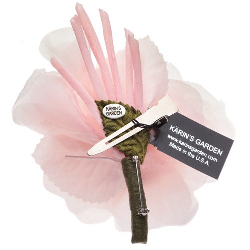 Karin's Garden 3" Sheer Silk Rose Pin Brooch Clip