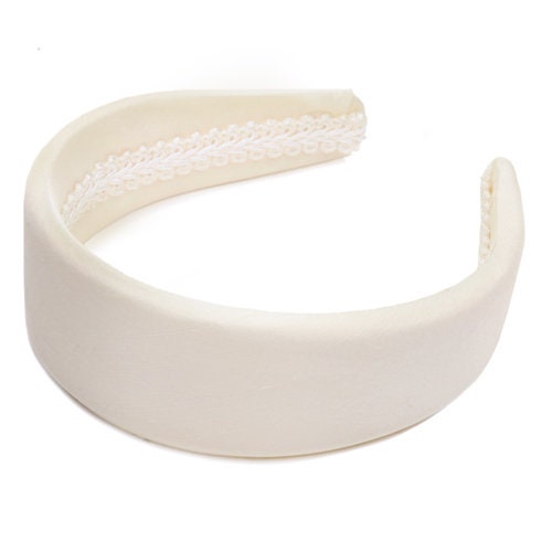 Karin's Garden 3" Silk Charmeuse White Padded Headband Made in the USA