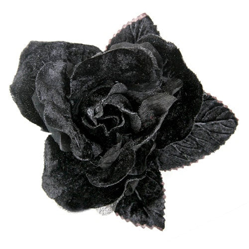 Karin's Garden 4" Velvet Silk Rose Pin Brooch