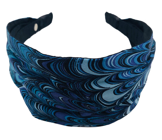 Karin's Garden 2 1/2"- 3" Scarf Silk Kaleidoscope Print Headband.  Handmade in the USA