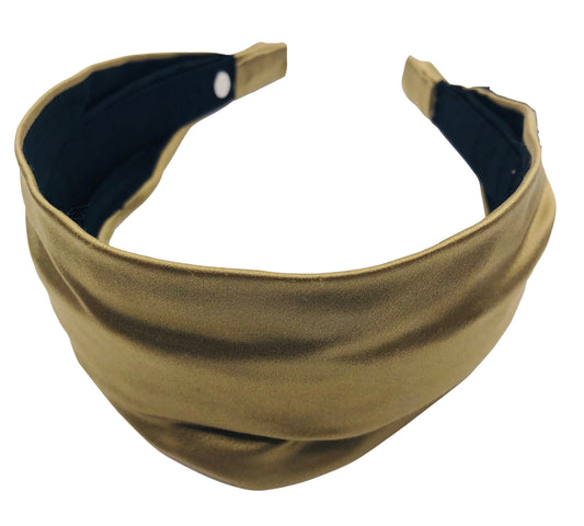 Gold Silk Charmeuse Scarf Headband.  Karin's Garden 2 1/2"- 3" Made In The USA. Multiple Colors
