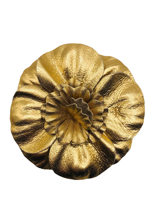 Karin's Garden Metallic Leather Flower pin-clip.  Made in the USA.  Hair Accessory Accessories Fashion Jewelry
