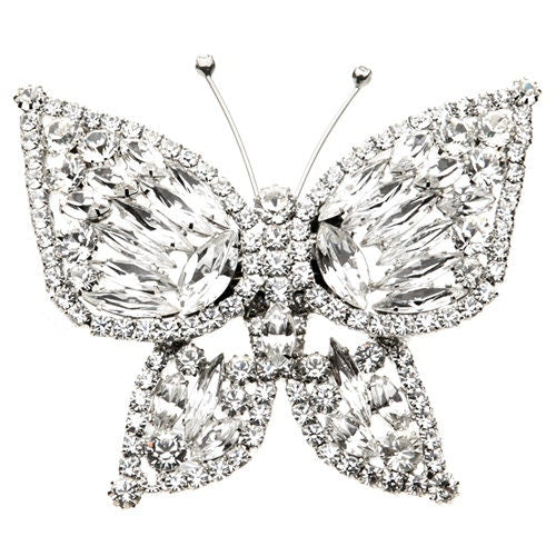 Karin's Garden Broche papillon en cristal de haute qualité de 3 1/2 po