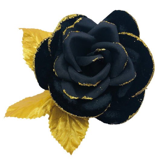 Karin's Garden Pince à broche en velours glamour avec bord métallique noir de 7,6 cm. Fabriqué aux États-Unis.