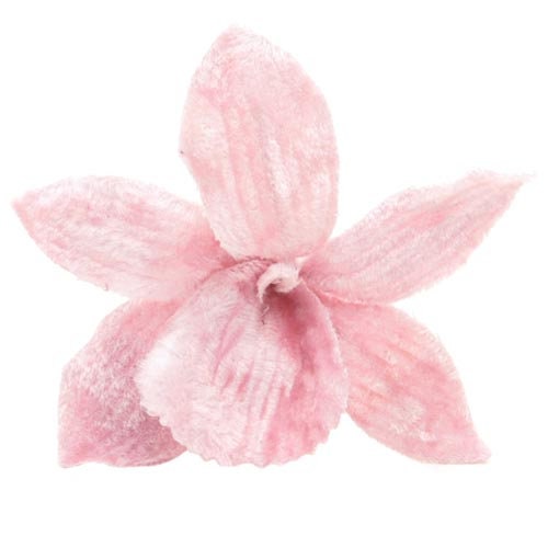 Karin's Garden Clip orchidée en velours rose de 2 1/2 po. Fabriqué à la main aux États-Unis. Style clip à pincer.