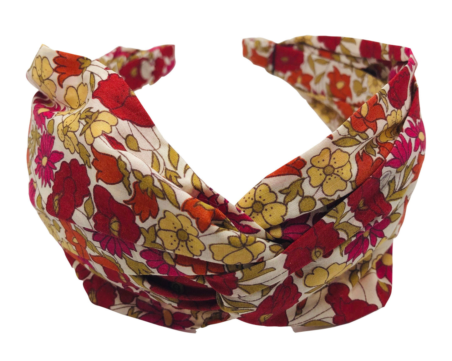 Bandeau turban à emboîtement floral Karin's Garden. Le tissu floral est 100 % coton fin Liberty of London de Londres. Fabriqué à la main aux États-Unis.
