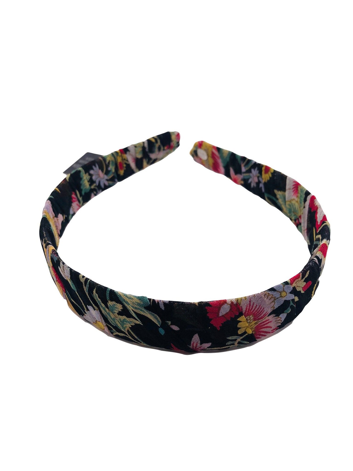 Karin's Garden 1" Silk Chiffon Floral Headband.  Handmade in the USA.  In white floral or black floral
