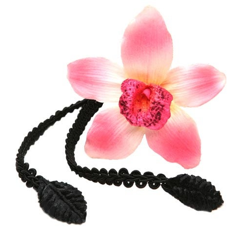 Karin's Garden Vanda Orchid Choker.  Handmade in the USA.  Bendable Petals.  In White, Pink and Lime