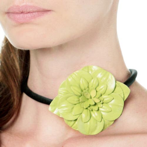 Karin's Garden Leather Flower Choker.  Handmade in the USA.