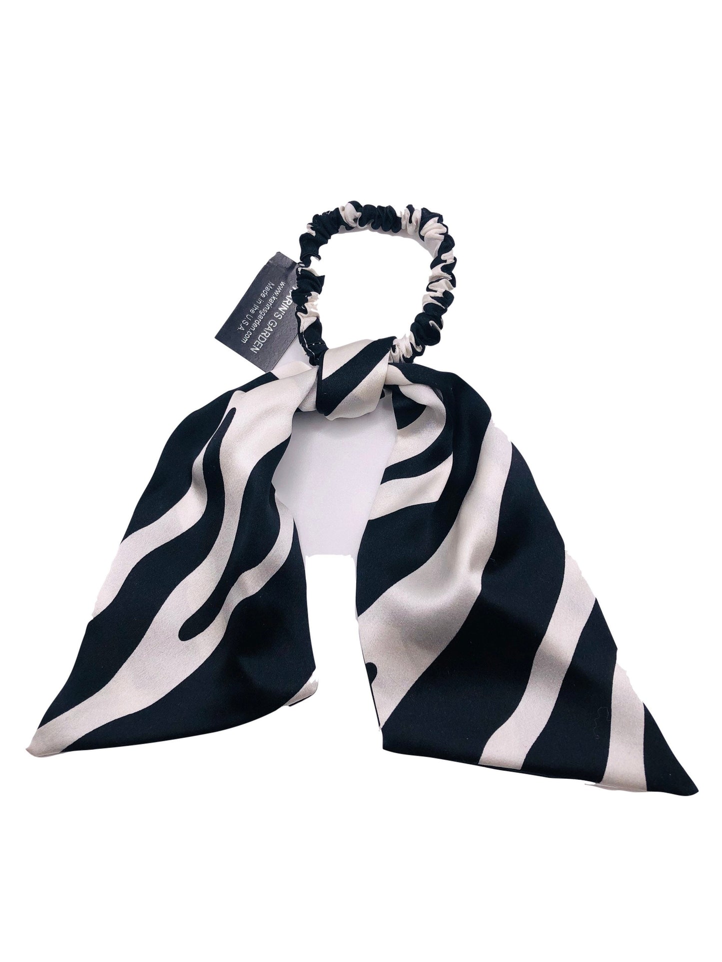 Karin's Garden Zebra Silk Hair Elastic.  Handmade in the USA.