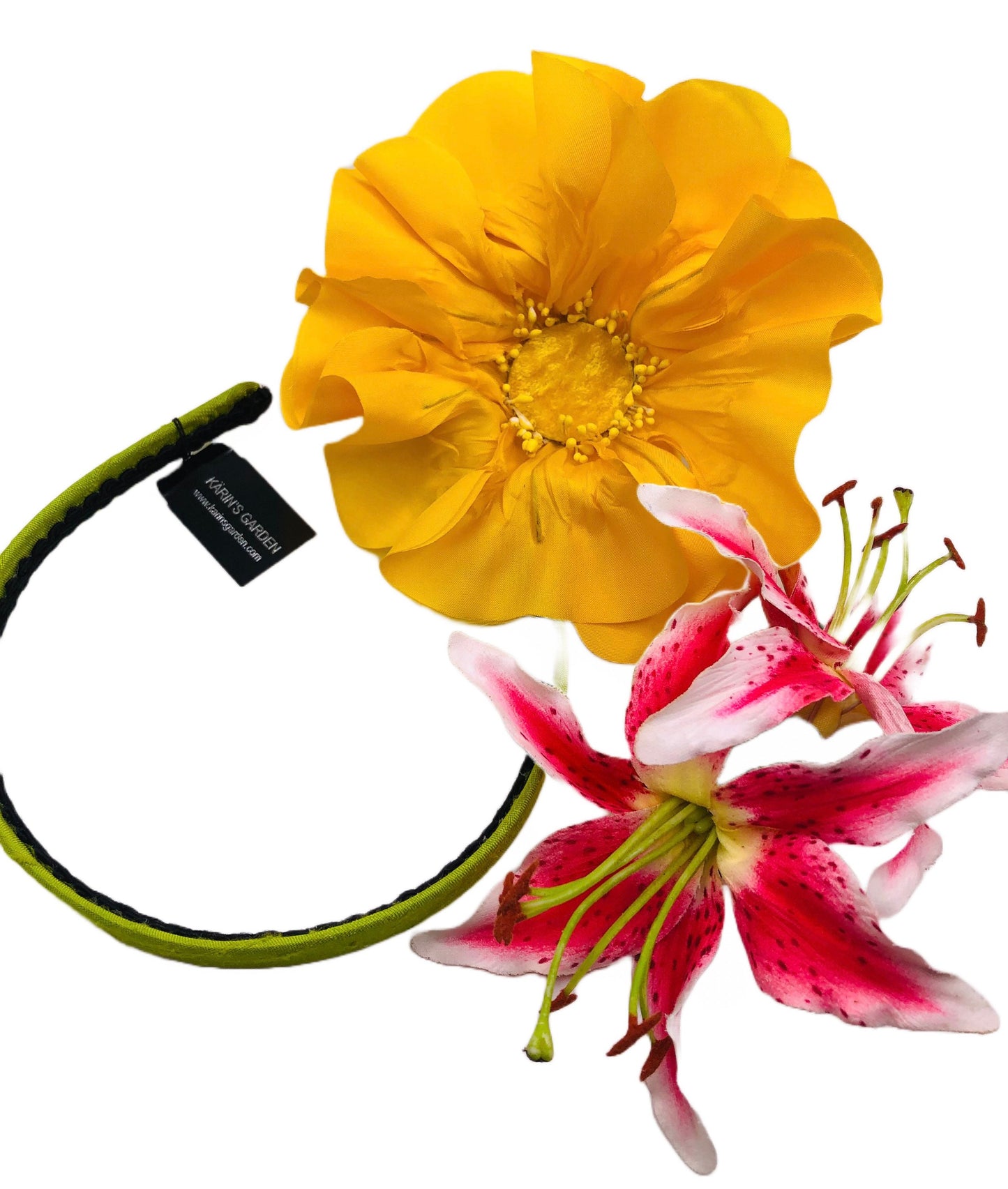 Karin's Garden 4.5" Silk Poppy Pin and Clip.  Clip into Hair or wear on your lapel or dress.  Bendable Petals.  A top Seller!