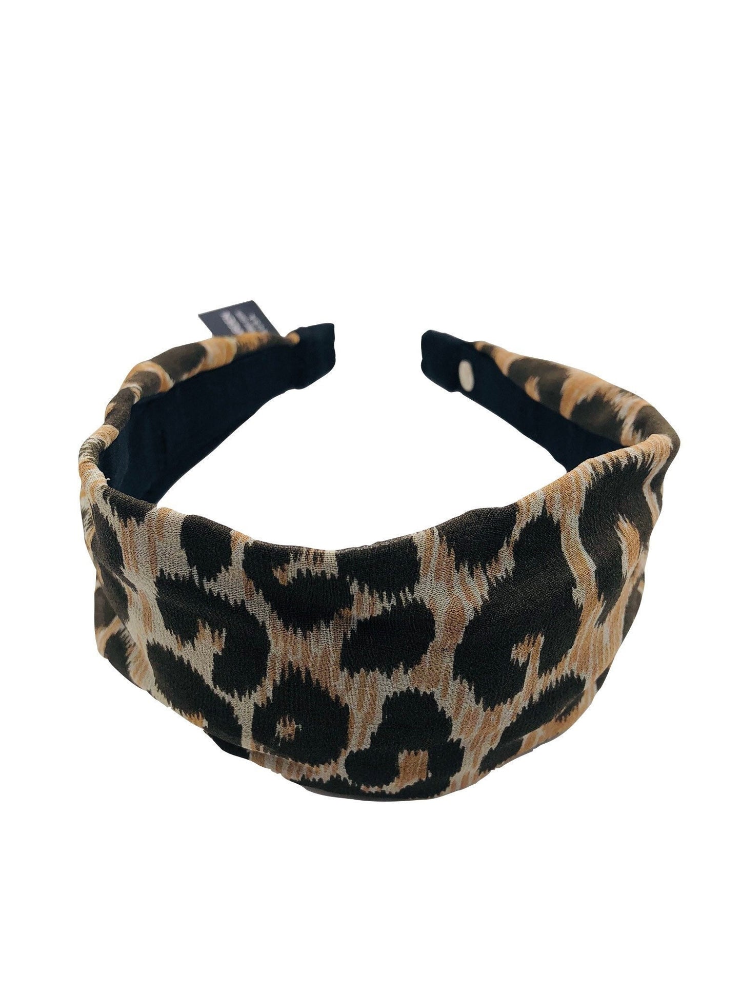 Karin's Garden 3" Leopard Silk Scarf Headband.  Handmade in the USA