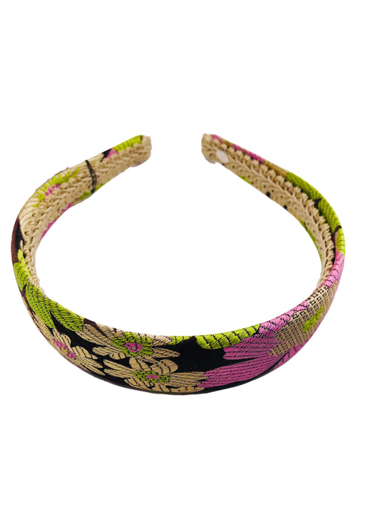 Karin's Garden 1" Floral Brocade Silk Headband.  Handmade in the USA.  Available in 3 colors.