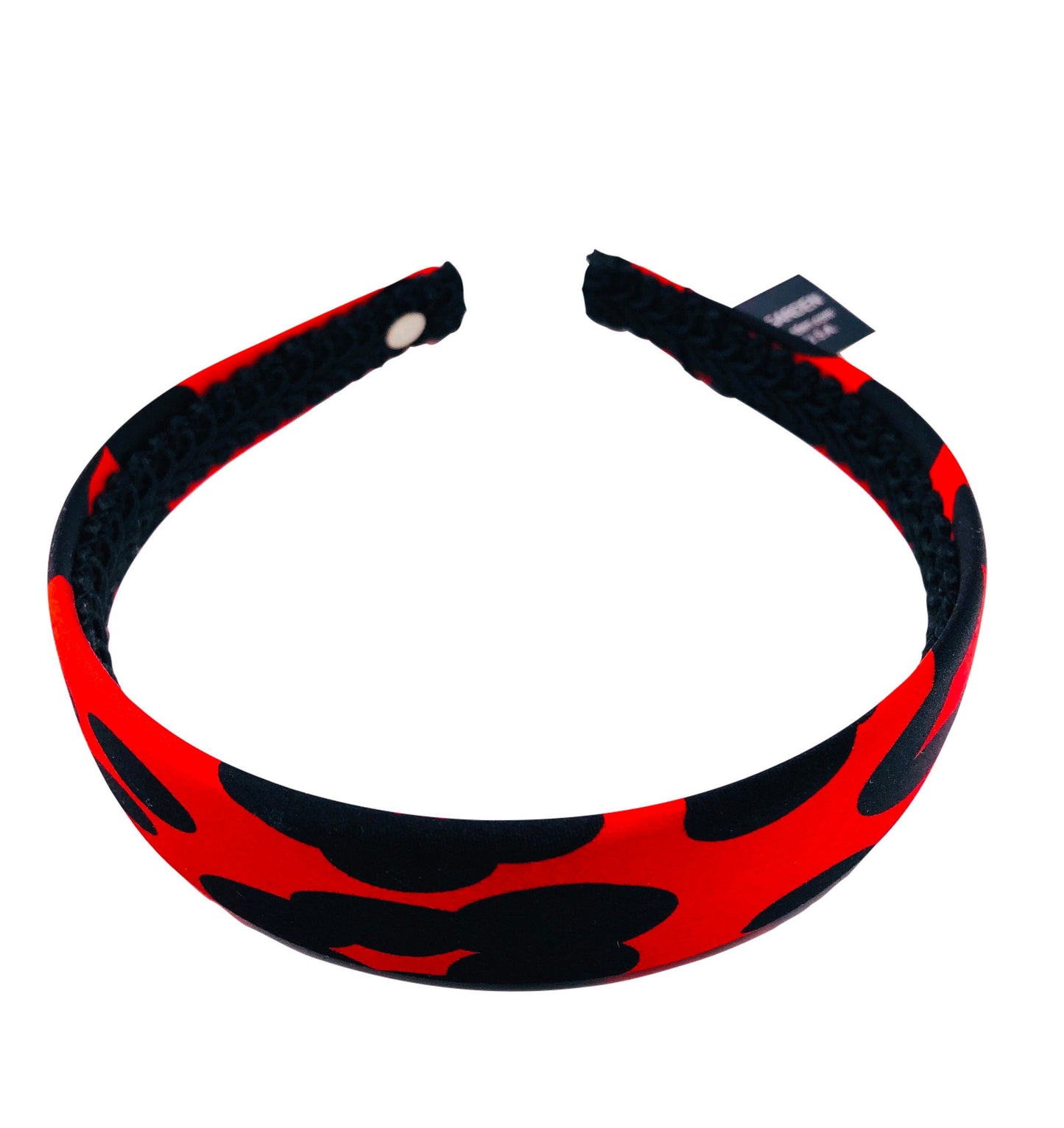 Karin's Garden 1" Red & Black Leopard Silk Headband.  Made in the USA