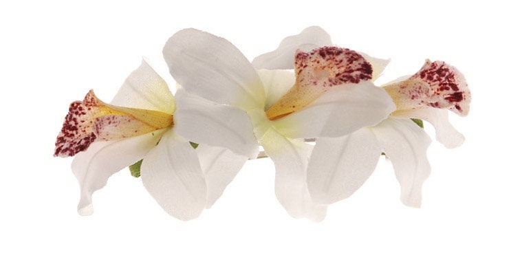 Karin's Garden Vanda Orchids Hair Barrette Clip - Made in the USA - French Barrette