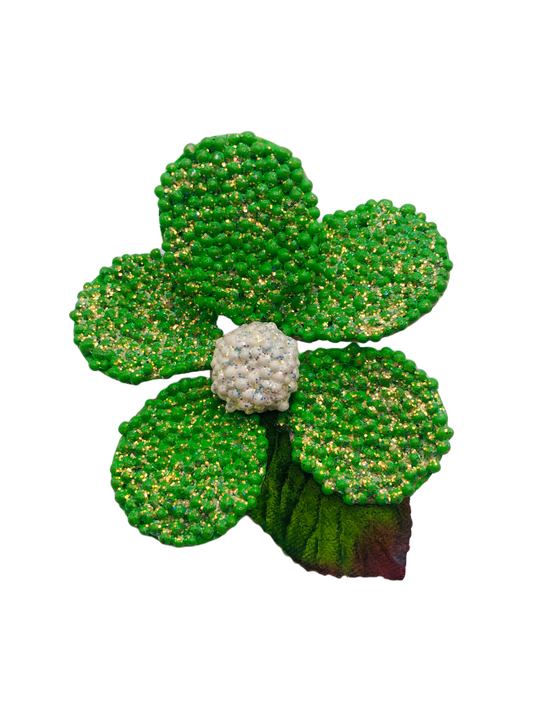 Karin's Garden 3" Lime Beaded Daisy Brooch.  Rock Sugar Brights!
